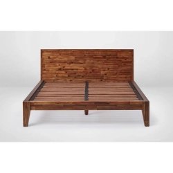 Solid Wood Modern Bed Frame with Slatted Base