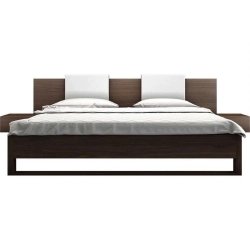 Modern Wood Platform Bed Frame with Integrated Nightstands and Headboard