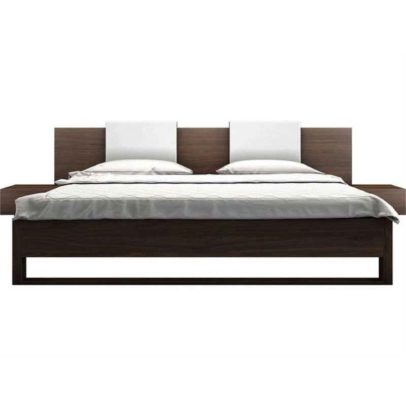 Modern Wood Platform Bed Frame with Integrated Nightstands and Headboard Modern Wood Platform Bed Frame with Integrated Nightstands and Headboard
