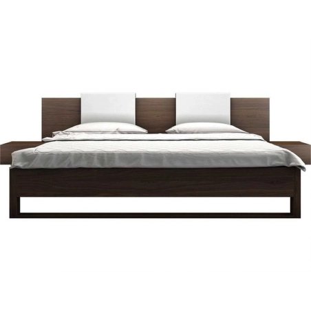 Modern Wood Platform Bed Frame with Integrated Nightstands and Headboard
