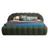 Modern Sculptural Green Upholstered Boucle Bed