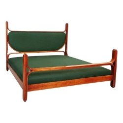 Elegant Wooden Bed with Upholstered Headboard
