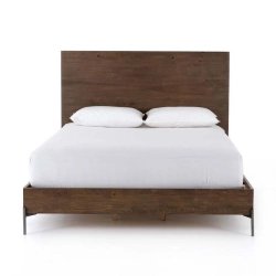 Modern Minimalist Solid Wood Platform Bed Frame with Headboard