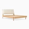 Minimalist Modern Wooden Bed Frame with Cream Upholstered Headboard