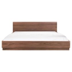 Modern Solid Wood Platform Bed with Integrated Headboard