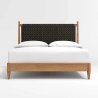 Solid Wood Bed Frame with Woven Headboard