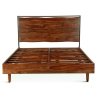 Modern Solid Wood Bed Frame with Metal Accent Headboard