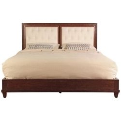 Elegant Solid Wood Bed Frame with Tufted Fabric Headboard