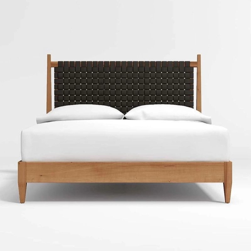 Solid Wood Bed Frame with Woven Headboard Solid Wood Bed Frame with Woven Headboard