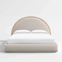 Minimalist Modern Arched Wood Frame Upholstered Bed