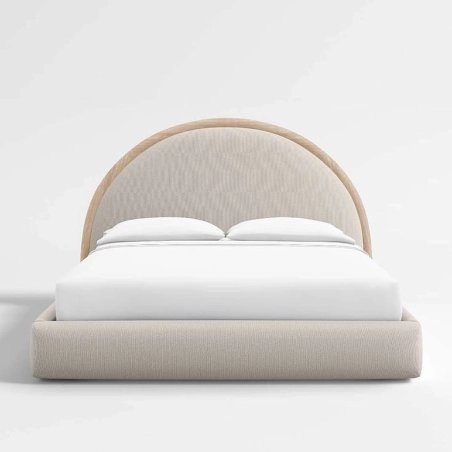 Minimalist Modern Arched Wood Frame Upholstered Bed