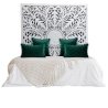 Elegant Hand Carved White Wood Bed Headboard