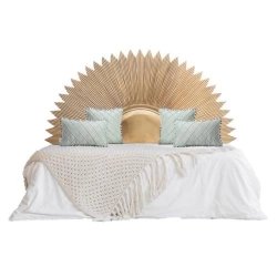 Luxury Sunburst Carved Wood Headboard Bed Frame