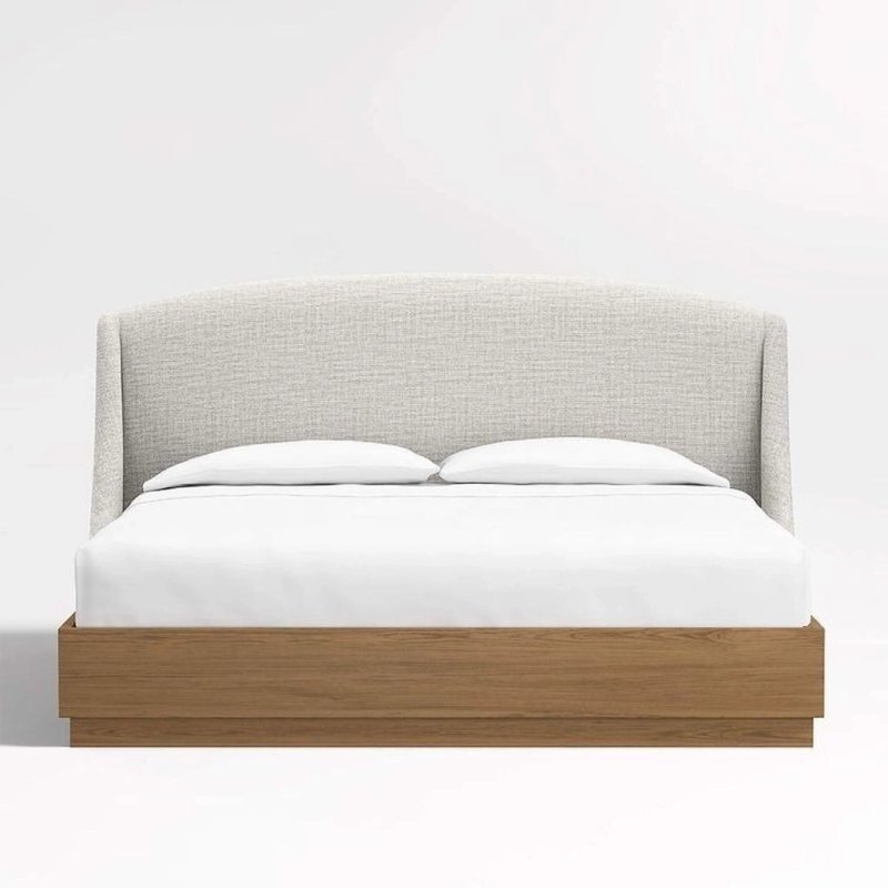 Tempat Tidur Minimalis Modern Upholstered dengan Base Kayu Solid Tempat Tidur Minimalis Modern Upholstered dengan Base Kayu Solid