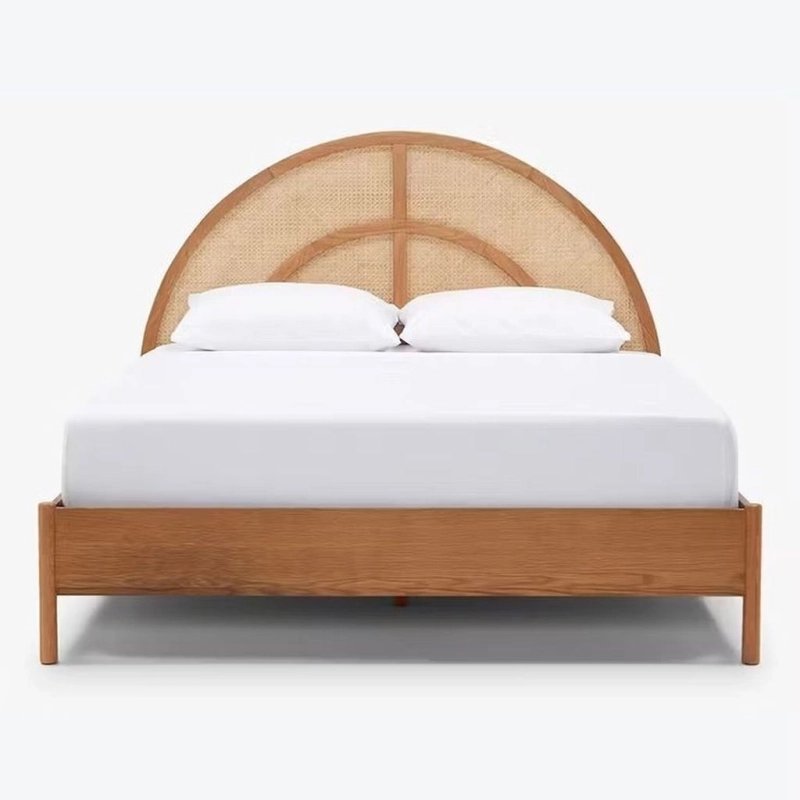 Contemporary Rattan Arched Headboard Wood Bed Frame Contemporary Rattan Arched Headboard Wood Bed Frame
