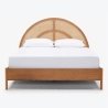Contemporary Rattan Arched Headboard Wood Bed Frame