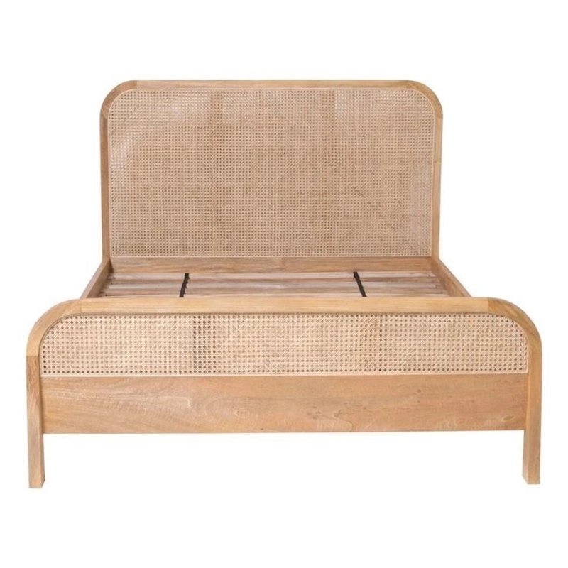 Natural Rattan and Wood Bed Frame Queen Size Natural Rattan and Wood Bed Frame Queen Size