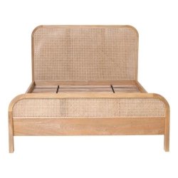 Natural Rattan and Wood Bed Frame Queen Size