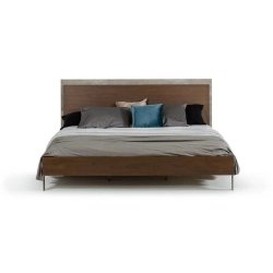 Modern Minimalist Wooden Bed Frame with Metal Legs