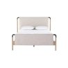 Minimalist Modern Upholstered Bed Frame Beige Fabric Wood Metal Accents