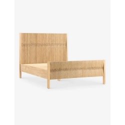 Natural Wood Woven Headboard Bed Frame - Bedroom Furniture