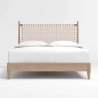 Modern Minimalist Wood Bed Frame with Woven Headboard for Bedroom