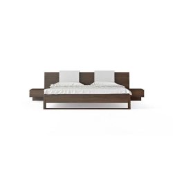 Modern Wood Bed Frame with Integrated Nightstands