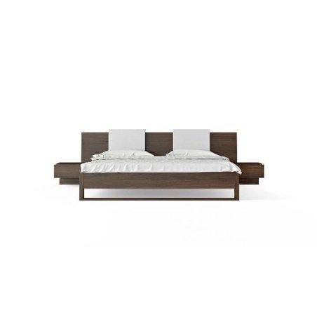 Modern Wood Bed Frame with Integrated Nightstands