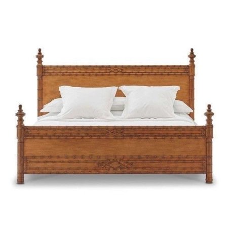 Handcrafted Solid Wood Carved Bed Frame Traditional Design