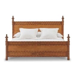 Handcrafted Solid Wood Carved Bed Frame Traditional Design