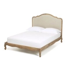 Elegant French Country Upholstered Wood Bed Frame