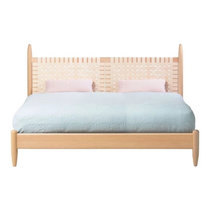 Elegant Wooden Bed Frame with Woven Headboard Elegant Wooden Bed Frame with Woven Headboard