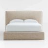 Modern Minimalist Upholstered Bed Frame Beige Neutral Queen Size