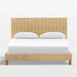 Handwoven Natural Fiber Modern Platform Bed Frame