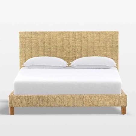 Handwoven Natural Fiber Modern Platform Bed Frame