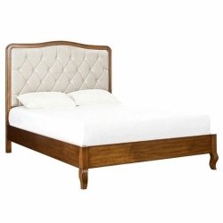 Elegant Tufted Upholstered Bed Frame with Solid Wood Base