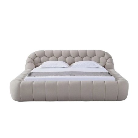 Modern Upholstered Bed Frame with Honeycomb Headboard