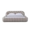 Modern Upholstered Bed Frame with Honeycomb Headboard