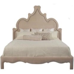 Elegant Upholstered Bed Frame with Sculpted Headboard