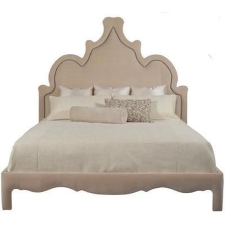 Elegant Upholstered Bed Frame with Sculpted Headboard