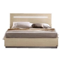 Modern Wood Platform Bed with Integrated LED Headboard Lighting