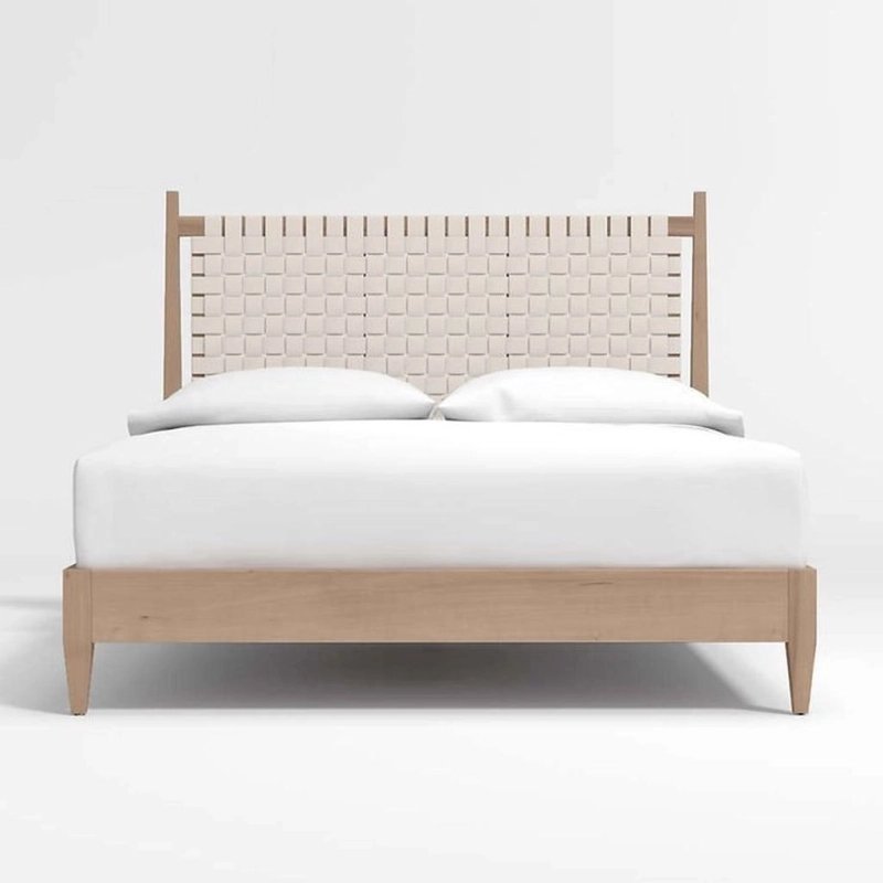 Modern Minimalist Solid Wood Bed Frame Woven Headboard Modern Minimalist Solid Wood Bed Frame Woven Headboard