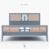 Coastal Transitional Wood Rattan Cane Queen Bed Frame