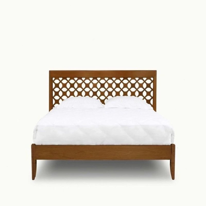 Premium Solid Wood Bed Frame with Geometric Headboard Design Premium Solid Wood Bed Frame with Geometric Headboard Design