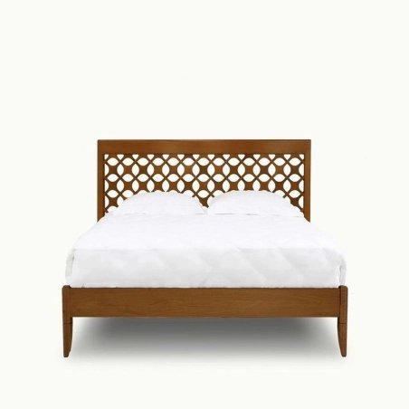 Premium Solid Wood Bed Frame with Geometric Headboard Design