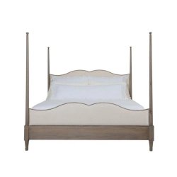 Upholstered Four-Poster Canopy Bed Frame Classic Design