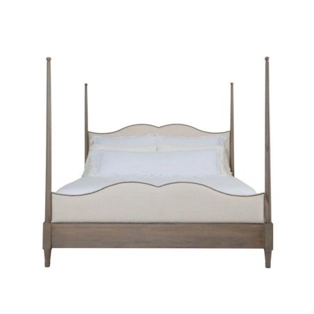 Upholstered Four-Poster Canopy Bed Frame Classic Design