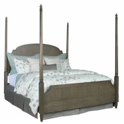 Elegant Dark Wood Four Poster Bed with Arched Headboard