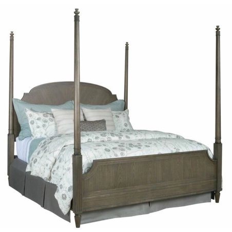 Elegant Dark Wood Four Poster Bed with Arched Headboard