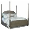 Elegant Dark Wood Four Poster Bed with Arched Headboard